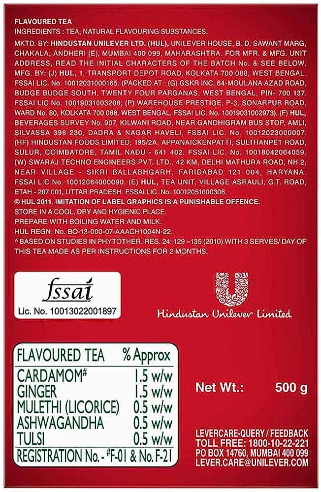 Brooke Bond Red Label Natural Care Tea Powder 500g